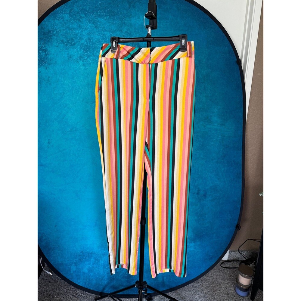 Y2K Topshop Multicolor Stripe High Waisted Trousers / Retro rainbow stripe pants